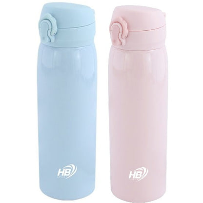 Borraccia Termica Thermos Acciaio Inox Bottiglia 500Ml (24H) Tappo a Scatto con Beccuccio | Rosa / Azzurro