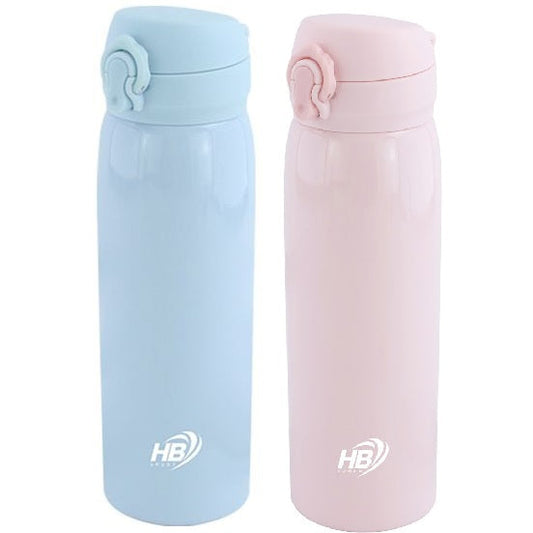Borraccia Termica Thermos Acciaio Inox Bottiglia 500Ml (24H) Tappo a Scatto con Beccuccio | Rosa / Azzurro