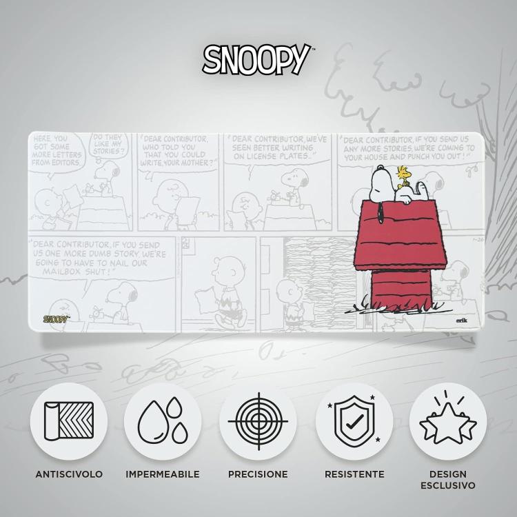 Snoopy: Tappetino Per Tastiera E Mouse Pad Pc Gaming Deskmat Grande Xxl 80X35Cm