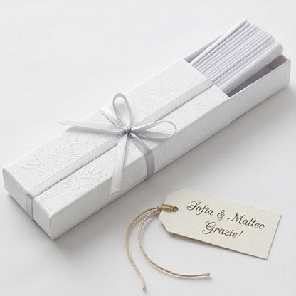 Ventaglio Bianco per Matrimonio Wedding Sposa Cerimonia Elegante Pieghevole In Tessuto Ventagli per Invitati Eventi Festa Estate Bomboniera Romantic Style