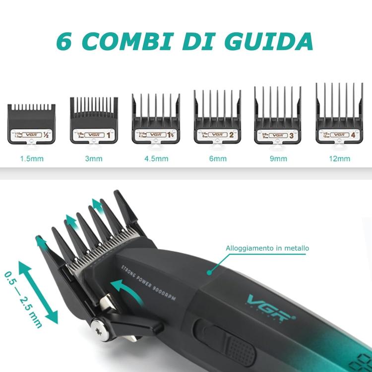 Vgr Salon Series V-003 Tagliacapelli Professionale Rasoio Elettrico Con Display