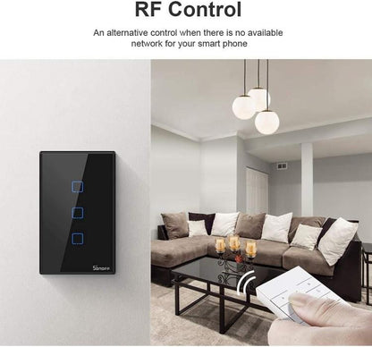Sonoff Interruttore Smart Wifi 1 Canale Alexa Google In Vetro Scatola 503 Nero