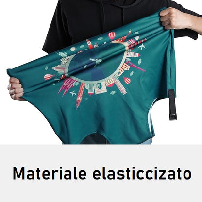 Copri Valigia da Viaggio Tg.L Copertura Elastica per Trolley Coperchio Custodia Bagaglio (Vari Colori e Fantasie)
