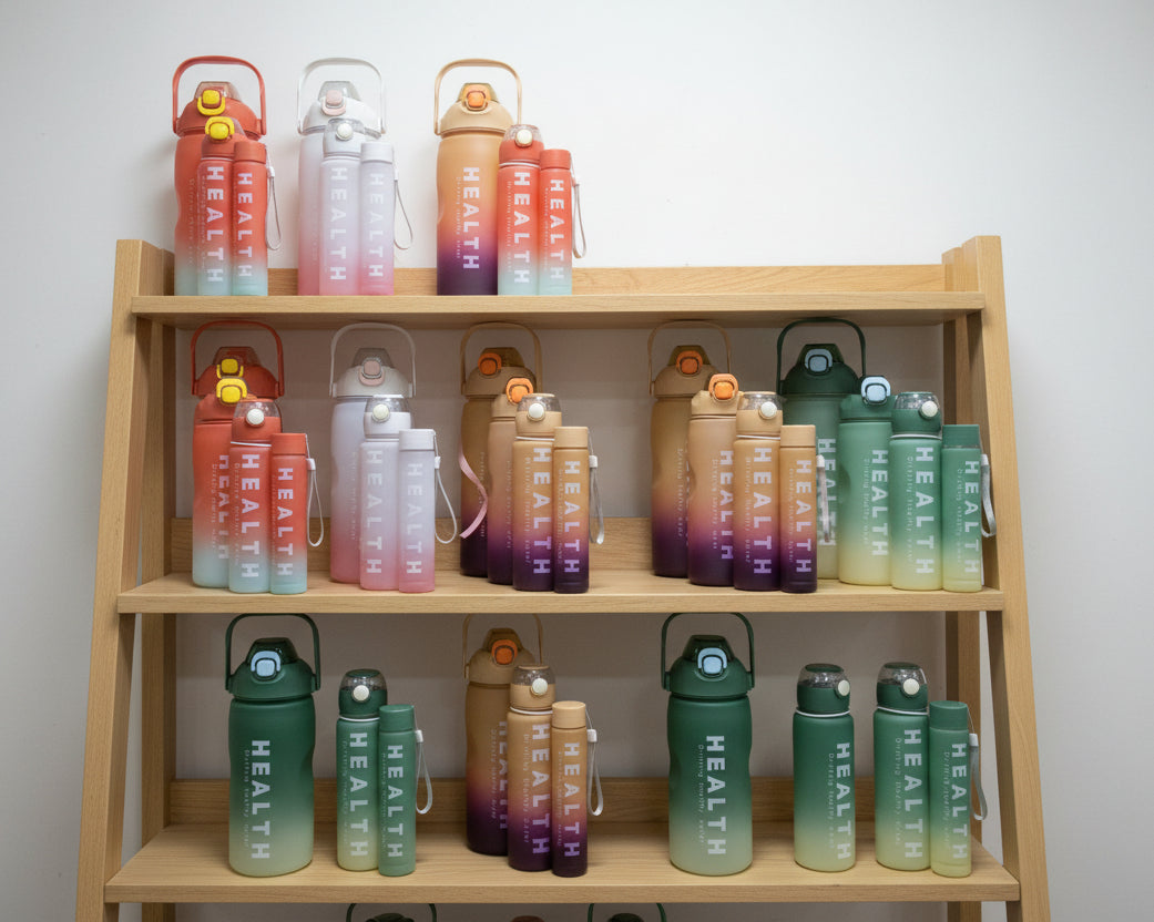 Set 4 Borraccia Sportiva Graduata Motivazionale 3.3L /1.5L/ 0.8L/0.28L con Cannuccia, Set di 4 Bottiglie per Acqua e Bevande, Grande Capacità, senza BPA, Portatile, per Campeggio, Fitness, Sport, Calcio, Pallavolo, Viaggio, Ufficio