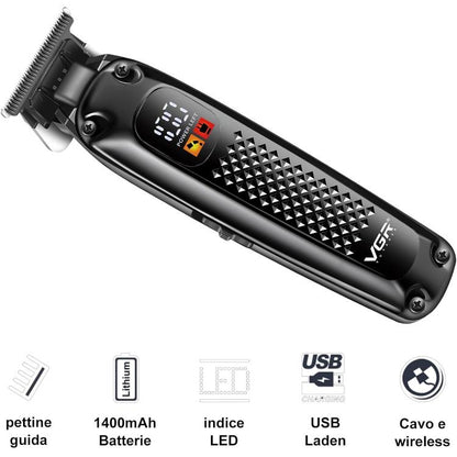 Vgr V-972 Trimmer Tagliacapelli Rasoio Elettrico Zero Rifinitore Barba Display