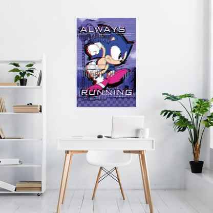Maxi Poster - Sonic the Hedgehog: (ALWAYS RUNNING) da Parete Incorniciabile 91x61 cm Carta Lucida Licenza Ufficiale Nerd Gamers Videogame Nintendo, Playstation, Sega, Xbox, Atari