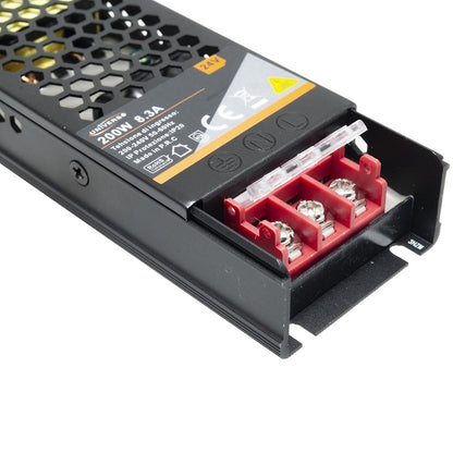 ALIMENTATORE SLIM STABILIZZATO 12V 200W TRASFORMATORE 25MHA PER TELECAMERE E LED