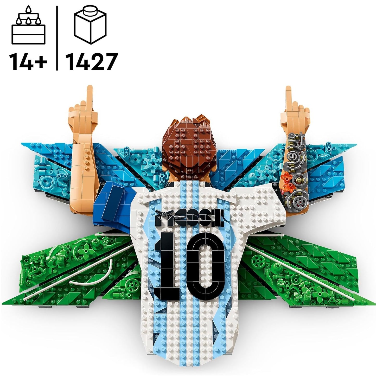 LEGO Editions 43018 (Lionel Messi – Celebrazione) Set Wall Art 1427 pcs Kit Modellismo per Action Figure 3D da Esposizione - Giocattolo Decorazione Cameretta - Regalo per Bambini e Bambine da 10 Anni e Fan Adulti Sport Calcio (World Cup 2026)