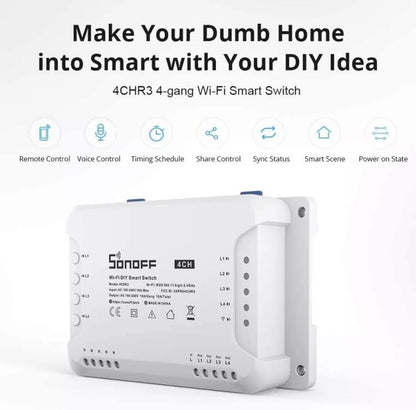 Sonoff 4Ch R3 4 Canali Relè Domotica Wifi Switch Interruttore Alexa Google Timer
