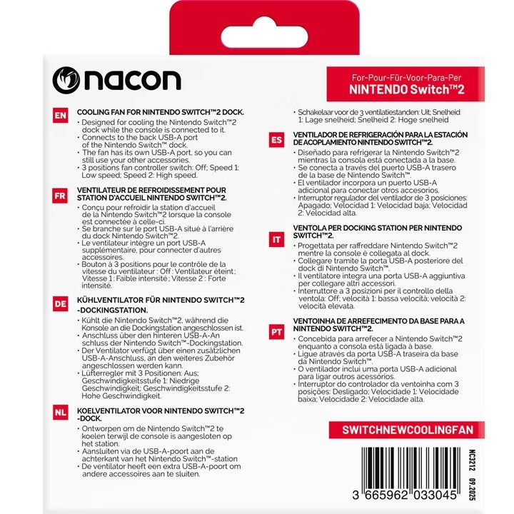 Nacon Cooling Fan Kit Ventilazione Raffreddamento per Docking Nintendo Switch 2