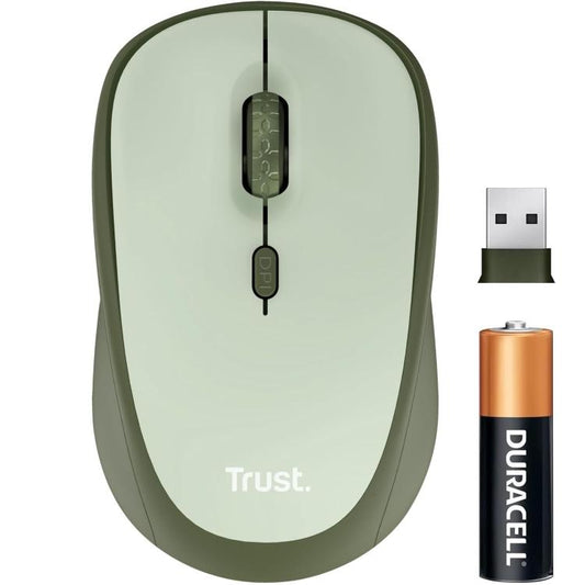 Trust Mouse Yvi+ Silent Wireless Compatto Ambidestro Ottico 1600 Dpi Eco Green