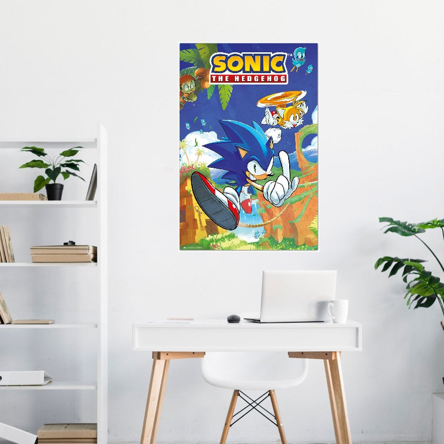 Maxi Poster - Sonic the Hedgehog: (SONIC & TAILS) da Parete Incorniciabile 91x61 cm Carta Lucida Licenza Ufficiale Nerd Gamers Videogame Nintendo, Playstation, Sega, Xbox, Atari