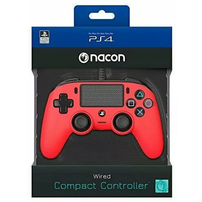 Nacon Controller Wired Pad Playstation 4 Ps4/Pc Joypad Cablato Usb Rosso (Red)