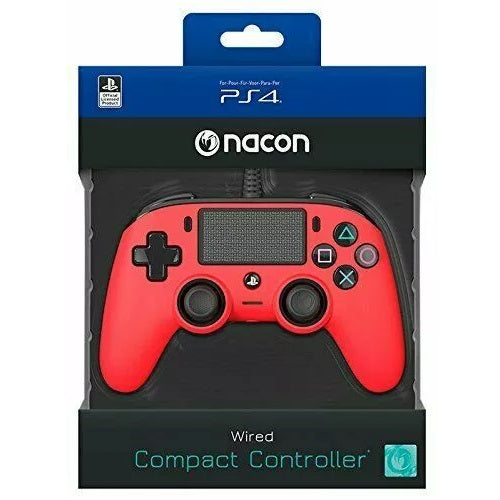 Nacon Controller Wired Pad Playstation 4 Ps4/Pc Joypad Cablato Usb Rosso (Red)