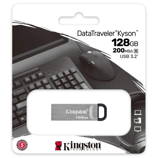 Kingston Pendrive 128GB DTKN/128GB Data Travel Kyson USB-A 3.2 Chiavetta Memoria Metal Argento PC 200MB/s