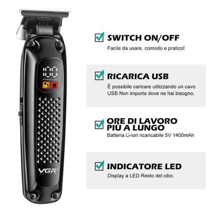 Vgr V-972 Trimmer Tagliacapelli Rasoio Elettrico Zero Rifinitore Barba Display
