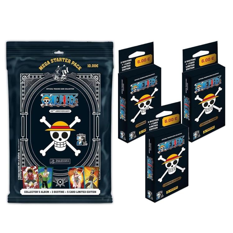 Panini One Piece 25Th Anniversary Mega Starter Album +12 Bustine +8 Card Limited
