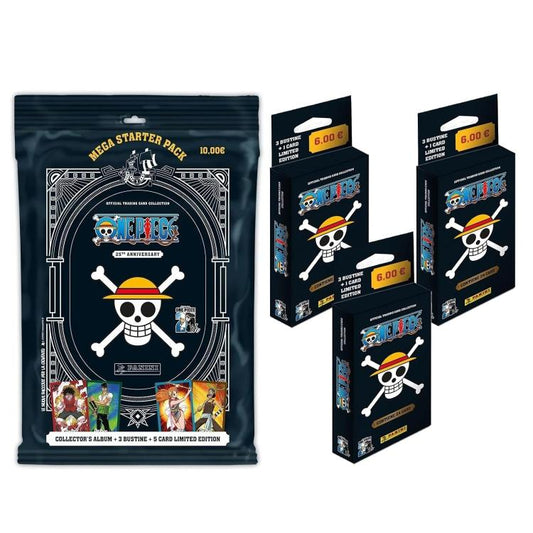 Panini One Piece 25Th Anniversary Mega Starter Album +12 Bustine +8 Card Limited
