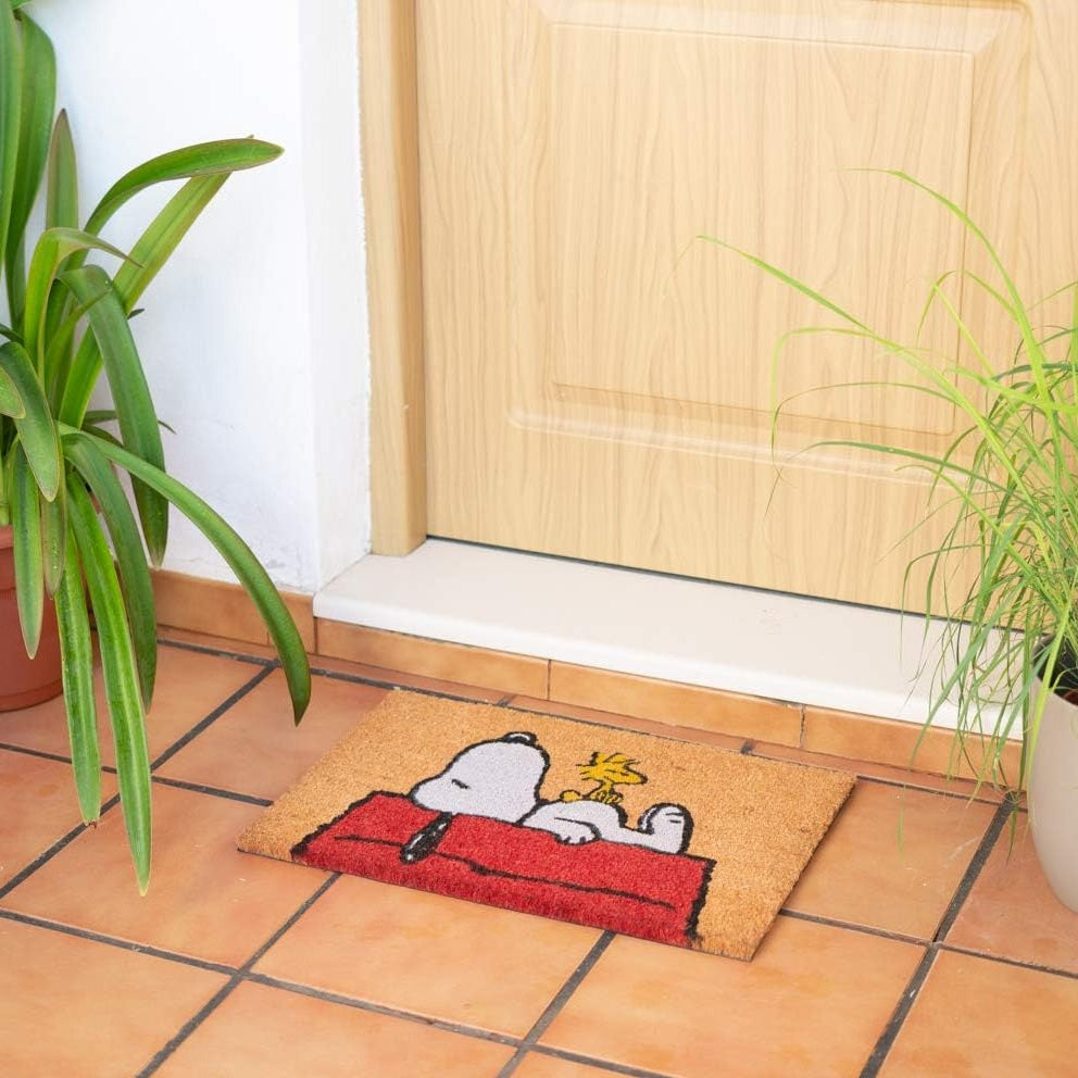 Zerbino (Snoopy Peanuts) Tappeto per Ingresso da Esterno e Interno Cocco Divertente Cameretta Bagno con Base in PVC Antiscivolo 40X60 cm