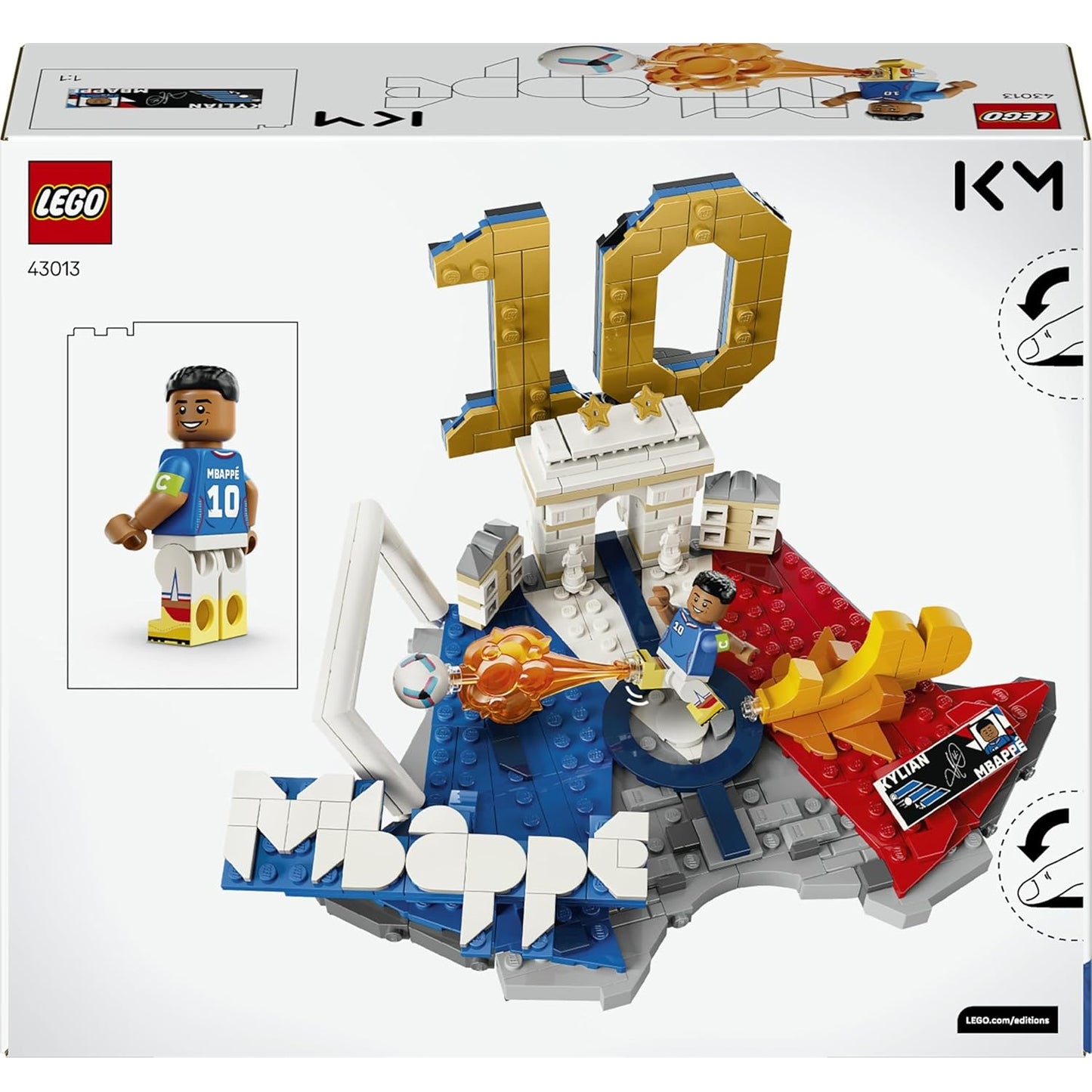 LEGO Editions 43013 (Kylian Mbappe) Highlights Leggenda del Calcio - 490 pcs Kit Modellismo con Action Figure 3D da Esposizione - Giocattolo Decorazione Cameretta - Regalo per Bambini e Bambine da 10 Anni e Fan Adulti (World Cup 2026)
