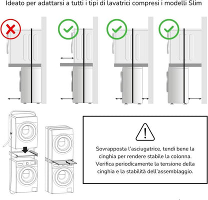 Superior Tower Pro Kit Sovrapposizione Lavatrice E Asciugatrice Con Ripiano 60Kg