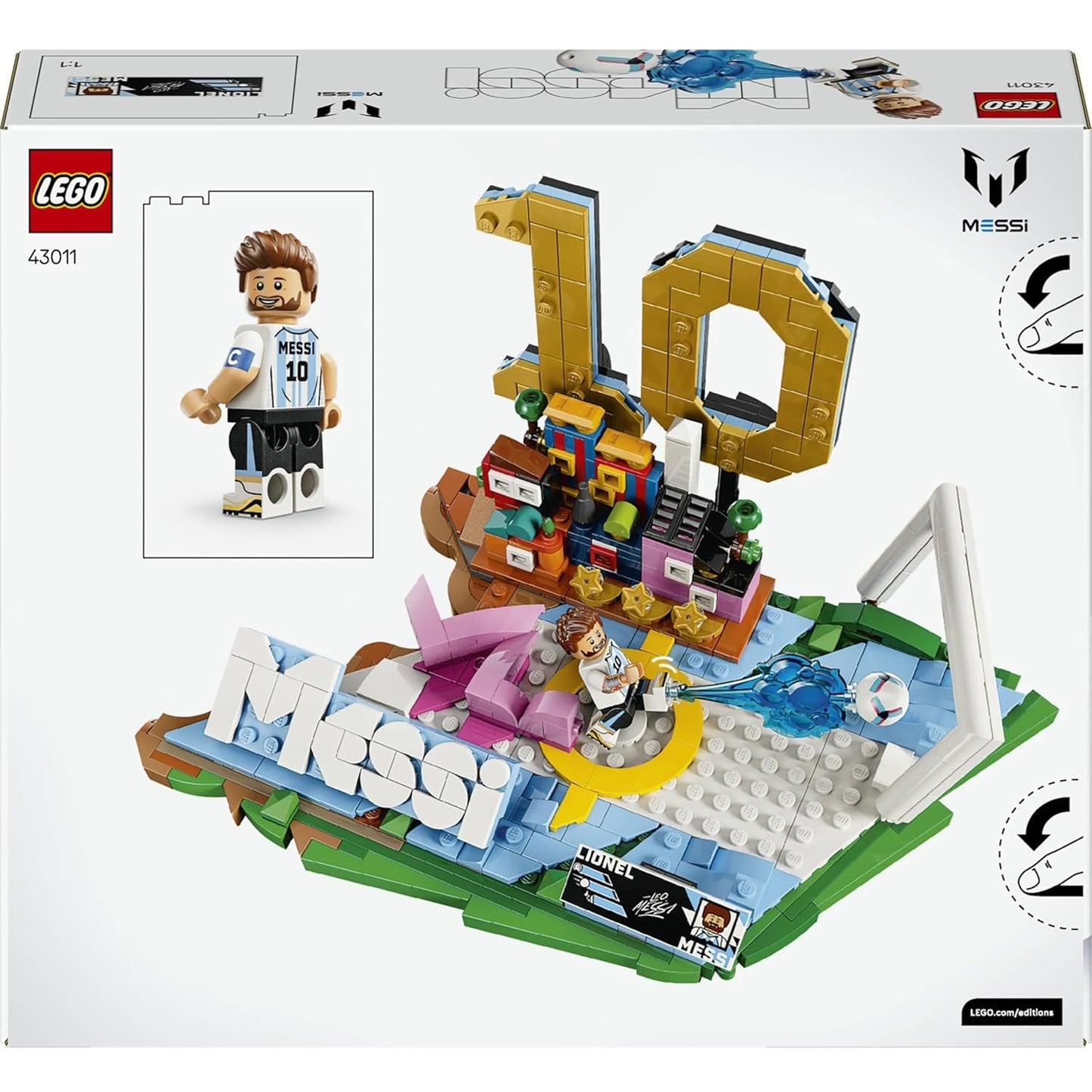 LEGO Editions 43011 (Lionel Messi) Highlights Calcistici Leggenda del Calcio - 500 pcs Kit Modellismo con Action Figure 3D da Esposizione - Giocattolo Decorazione Cameretta - Regalo per Bambini e Bambine da 10 Anni e Fan Adulti (World Cup 2026)