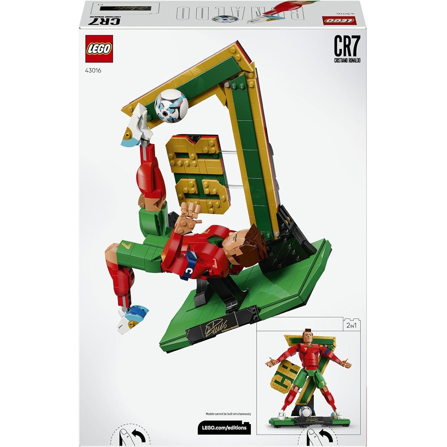 LEGO Editions 43016 (Cristiano Ronaldo) Leggenda del Calcio - 854 pcs Kit Modellismo con Action Figure 3D da Esposizione - Giocattolo Decorazione Cameretta - Regalo per Bambini e Bambine da 12 Anni e Fan Adulti (World Cup 2026)