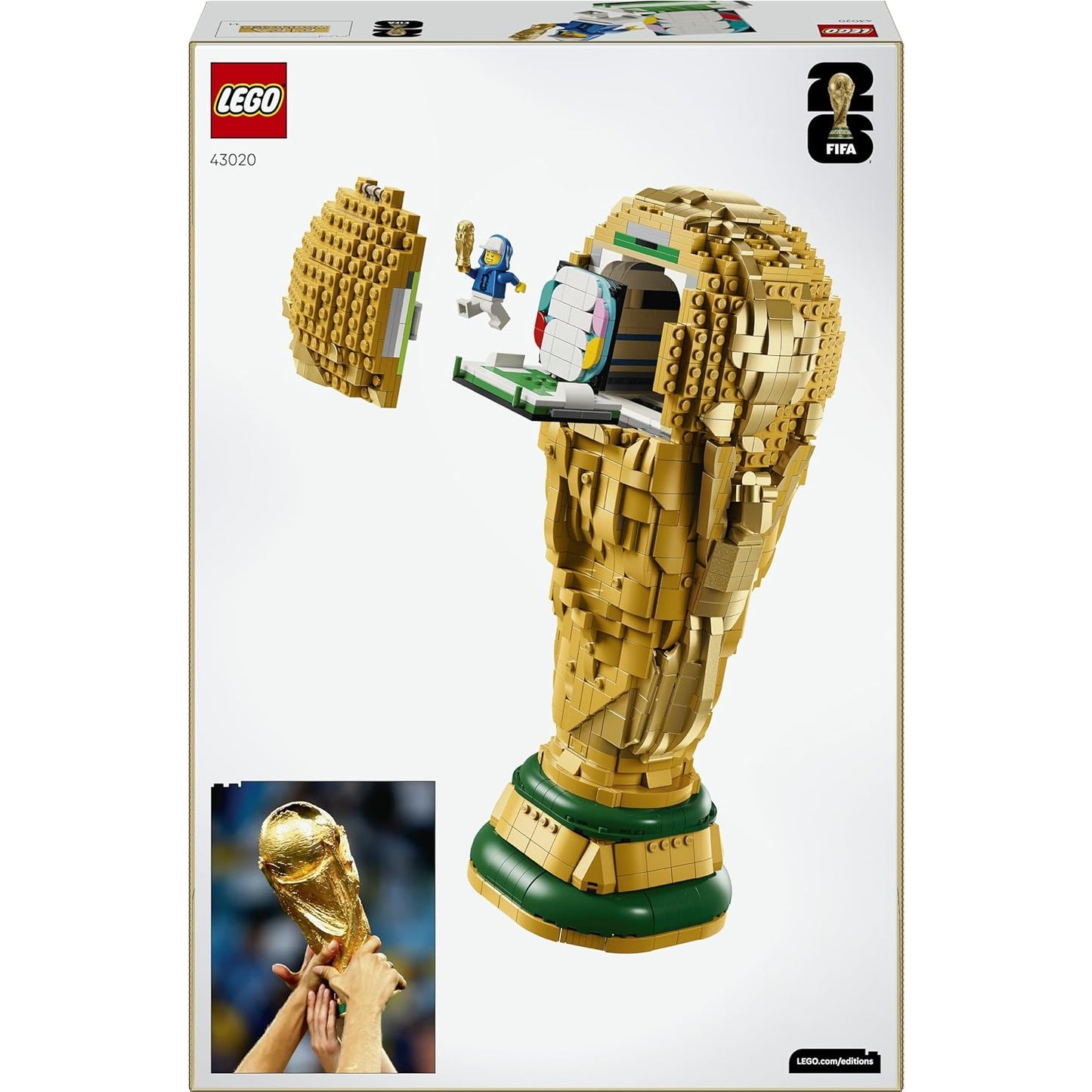 LEGO Editions 43020 (Trofeo Ufficiale della Coppa del Mondo FIFA) 2842 pcs Kit Modellismo per Action Figure 3D da Esposizione - Giocattolo Decorazione Cameretta - Regalo per Bambini e Bambine da 10 Anni e Fan Adulti Sport Calcio (World Cup 2026)