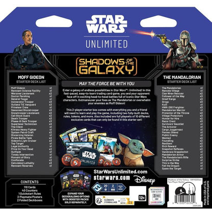 Star Wars Unlimited (Shadows Of The Galaxy) Starter Set 2 Giocatori Cioco Carte