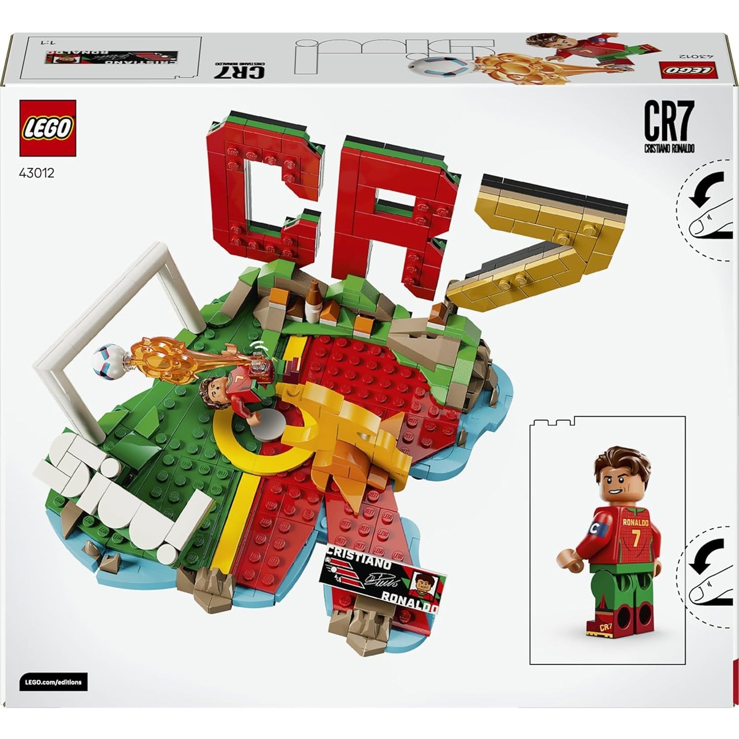 LEGO Editions 43012 (Cristiano Ronaldo) Highlights Leggenda del Calcio - 490 pcs Kit Modellismo con Action Figure 3D da Esposizione - Giocattolo Decorazione Cameretta - Regalo per Bambini e Bambine da 10 Anni e Fan Adulti (World Cup 2026)