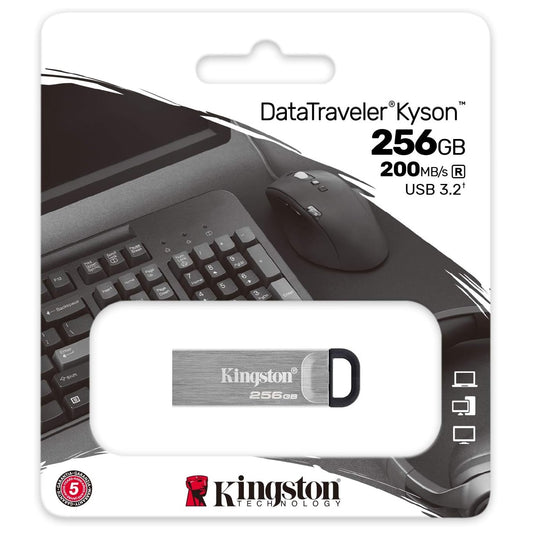 Kingston Pendrive 256GB DTKN/256GB Data Travel Kyson USB-A 3.2 Chiavetta Memoria Metal Argento PC 200MB/s