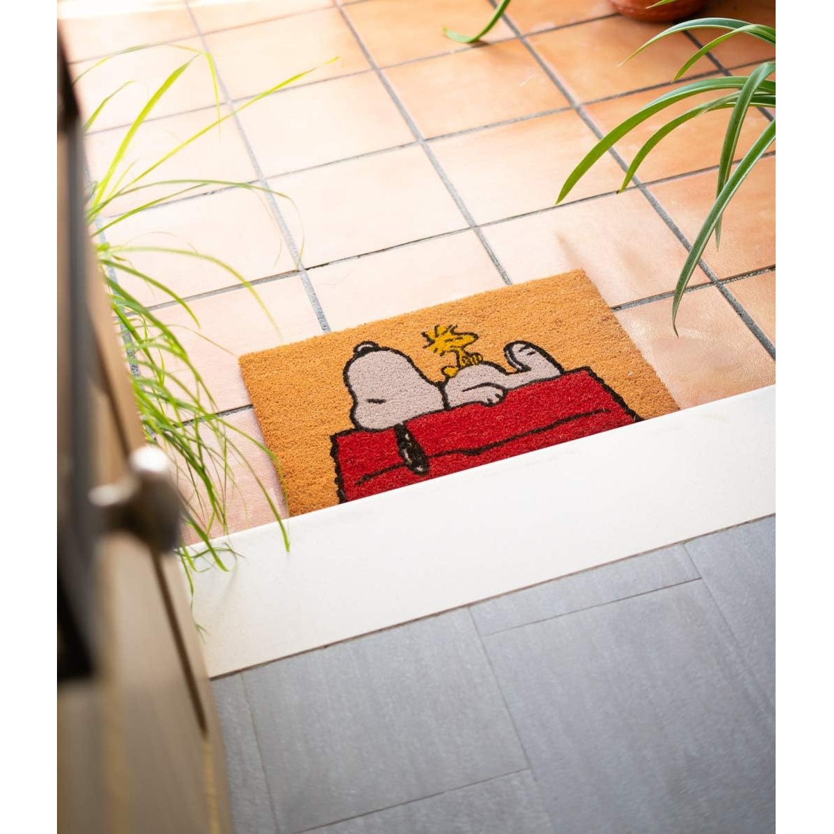 Zerbino (Snoopy Peanuts) Tappeto per Ingresso da Esterno e Interno Cocco Divertente Cameretta Bagno con Base in PVC Antiscivolo 40X60 cm
