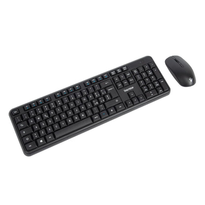 VulTech KM-811W Kit Tastiera e Mouse Wireless con Clic Silenziosi, Layout Italiano QWERTY Compatta, Tastierino Numerico, 12 Tasti Multimediali, Protezione Liquidi,PC/Mac/Linux - Nero