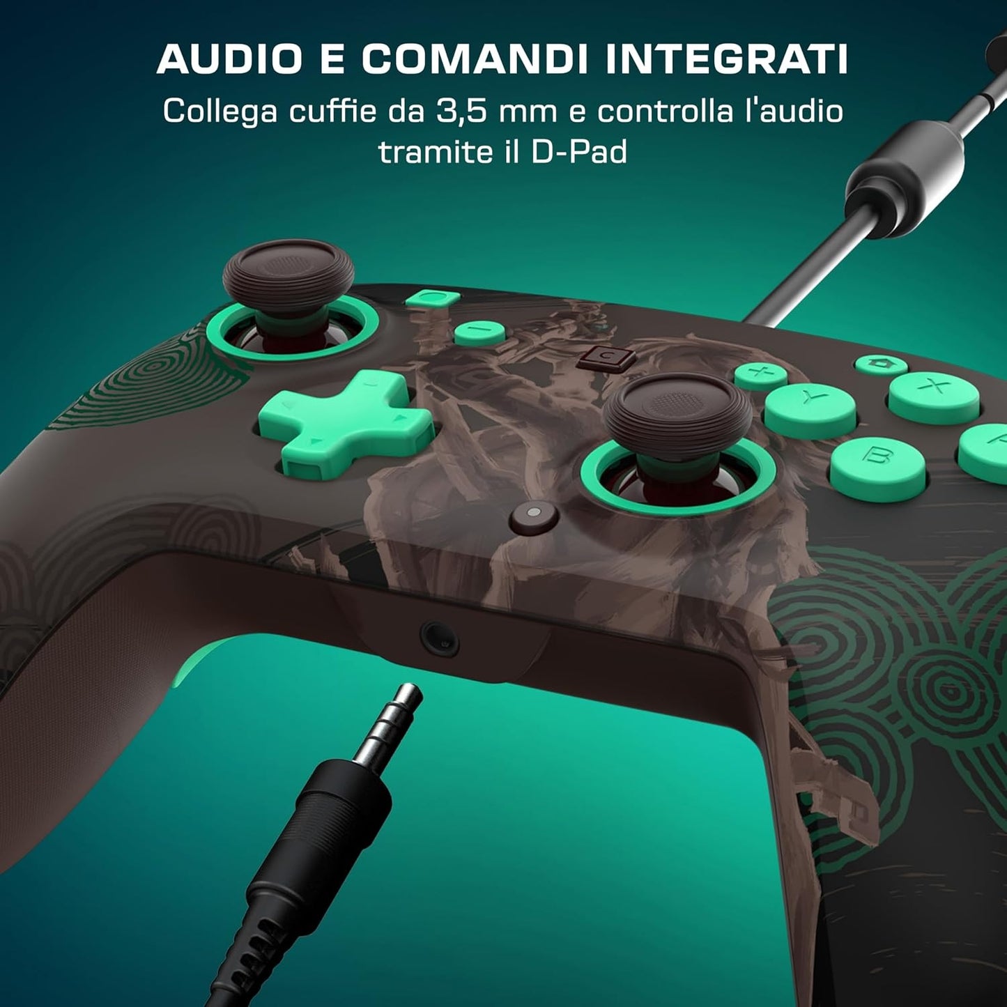 Turtle Beach - Rematch - Legend of Zelda (Tears of the Kingdom) Design lenticolare GITD Controller da gaming Wired per Nintendo Switch 2, Funziona anche con Nintendo Switch/Oled