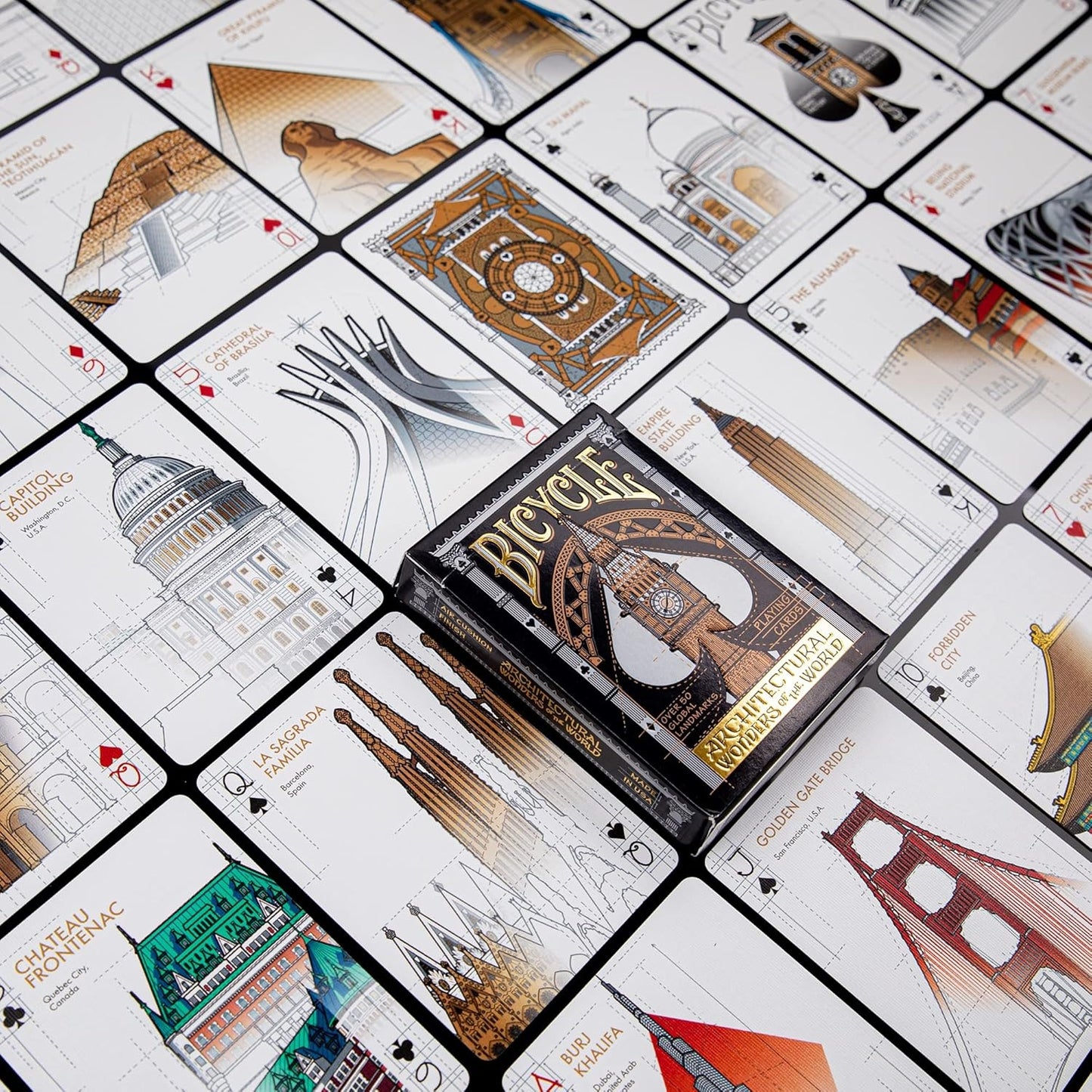 Bicycle - Architectural Wonders Of The World - Playing Cards - Mazzo di Carte da Collezione, Poker, Magia e Cardistry basato sui famosi Monumenti