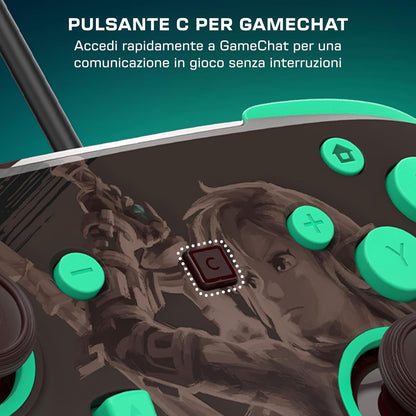 Turtle Beach - Rematch - Legend of Zelda (Tears of the Kingdom) Design lenticolare GITD Controller da gaming Wired per Nintendo Switch 2, Funziona anche con Nintendo Switch/Oled