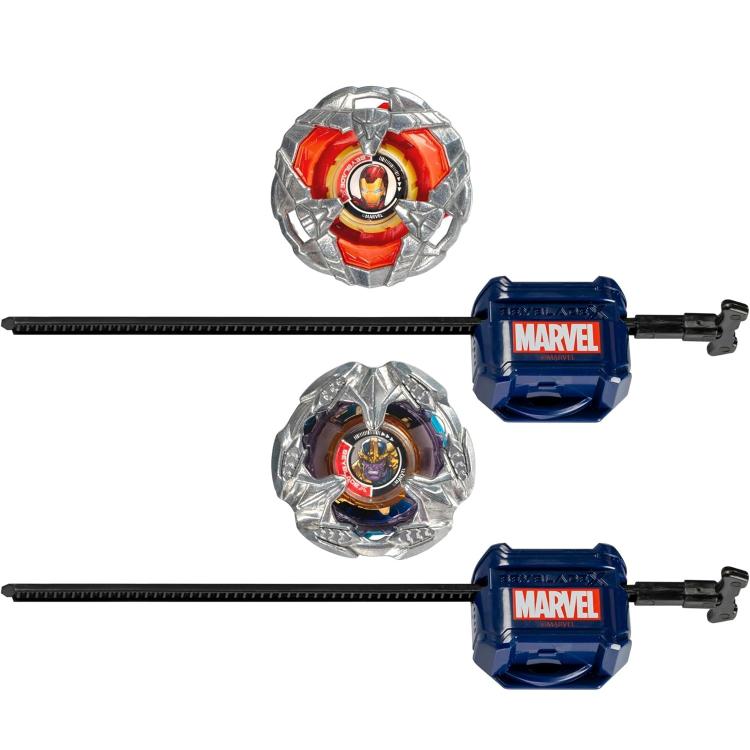 Hasbro - Beyblade X Marvel Confezione 2 Trottole Iron-Man 4-80B Vs. Thanos 4-60P