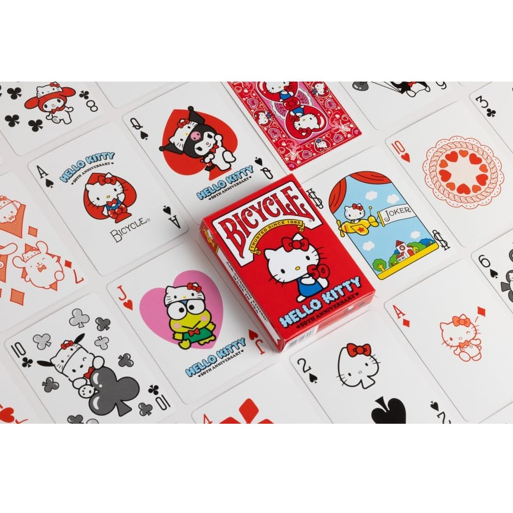 Bicycle - Hello Kitty (50th Anniversary) Sanrio - Playing Cards - Mazzo di Carte da Collezione, Poker, Magia e Cardistry basato sul famoso Anime Manga Giapponese