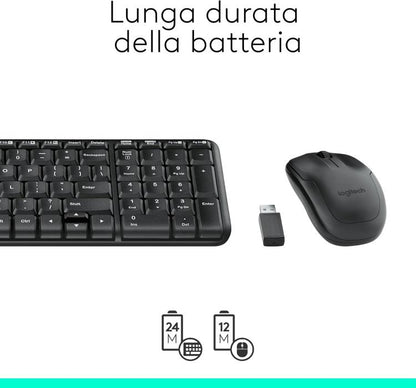 Logitech Mk220 Kit Tastiera E Mouse Wireless Computer Pc Layaout Italiano Qwerty