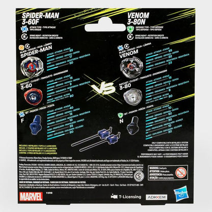 Hasbro - Beyblade X Marvel Confezione 2 Trottole Spider-Man 3-60F Vs Venom 3-80N