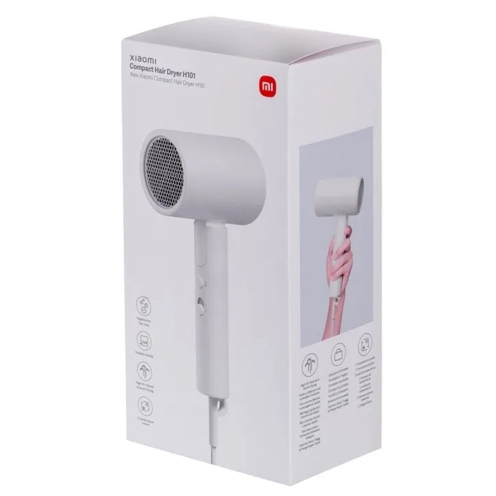 Xiaomi Asciugacapelli Compact Hair Dryer H101 1600W - Pieghevole e Potente - Phon da Viaggio, con Diffusore per styling, 2 livelli di Riscaldamento e Potenza - White/Bianco