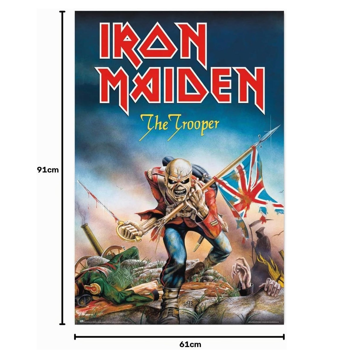 Maxi Poster Rock: Iron Maiden (The Trooper) Locandina dell'Album Rock Vinile da Parete Incorniciabile 91x61 cm