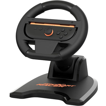 SUBSONIC - Volante da corsa Pro Kart Racer per Joy-Con Nintendo Switch e Switch 2 - Volante pieghevole con supporto e ventosa compatibile con Joycon Switch e Switch 2 - Nero