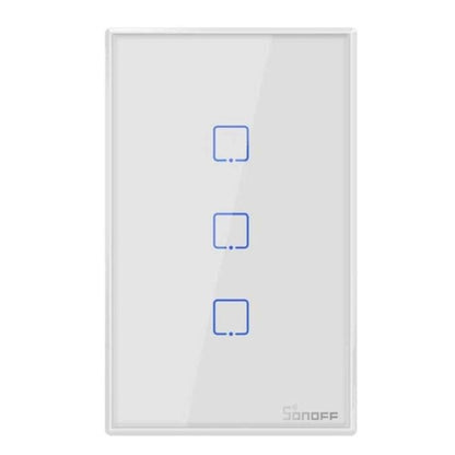 Sonoff Interruttore Smart Wifi 3 Canali Alexa Google In Vetro Scatola 503 Bianco