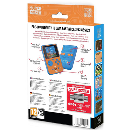 Super Pocket (Data East® Edition) - Console Portatile con 18 giochi Arceda classici