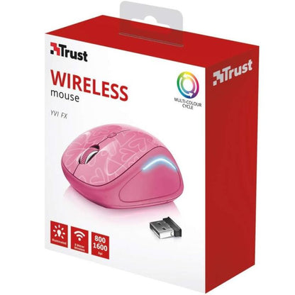 Trust Yvi Fx Rosa Wireless Mouse Illuminato Led Ambidestro Ottico Pc Mac 1600Dpi