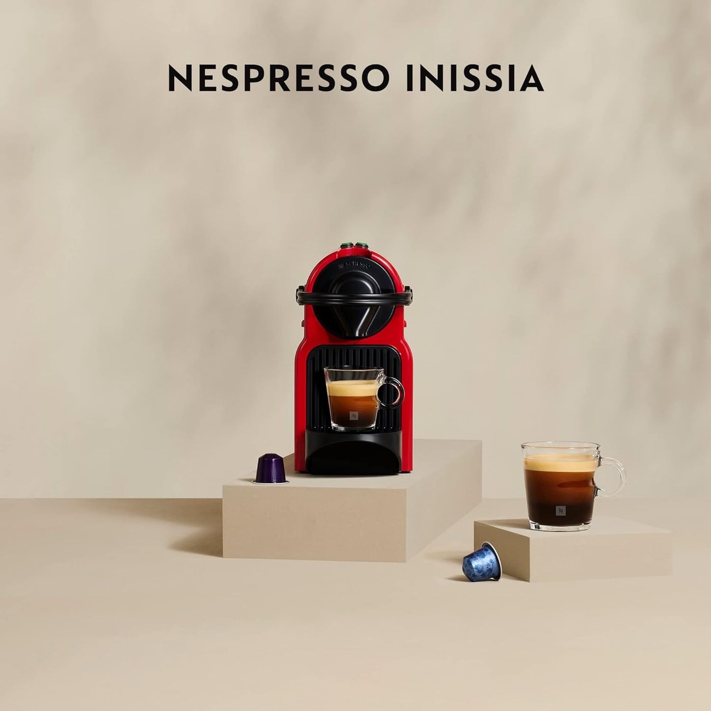 De'Longhi Inissia XN1005 Macchina da Caffè Espresso Regolabile a Capsule Nespresso - Rosso (Ruby Red)