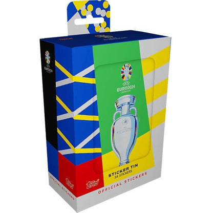 Topps - Sticker Tin + 54 Figurine Ufficiali Official Europei Di Calcio Euro 2024