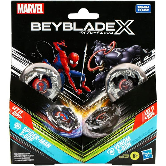 Hasbro - Beyblade X Marvel Confezione 2 Trottole Spider-Man 3-60F Vs Venom 3-80N