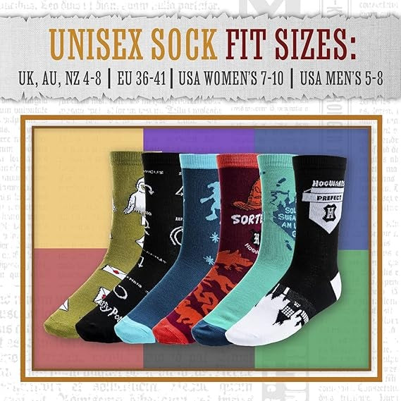 Paladone Harry Potter Calzini (6X Odd Socks) 3 Paia Calze 36-41 Unisex Gift Box